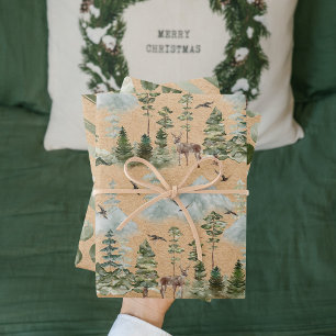 Kraft Modern Green Christmas Pattern Wrapping Paper Sheet