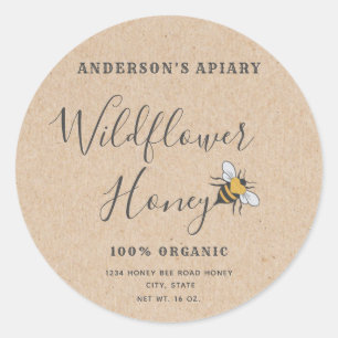 Kraft  Modern heart honey bee honey jar  Classic Round Sticker