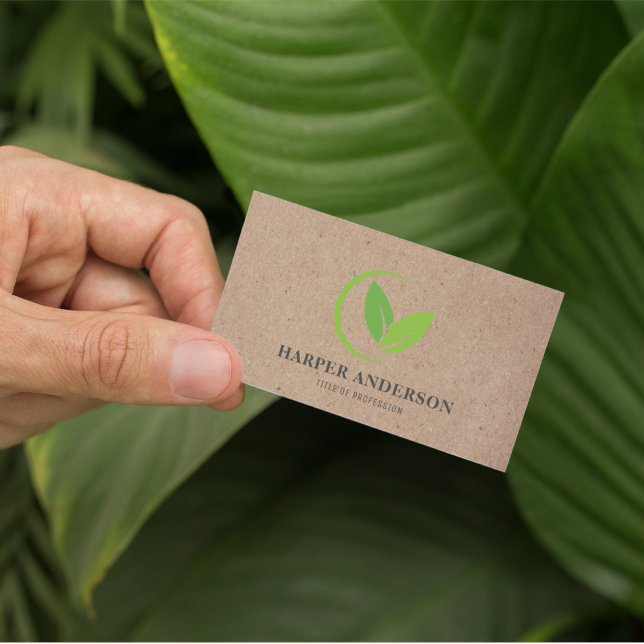 Kraft Modern Minimal Green Eco Professional Business Card (Creator Uploaded)