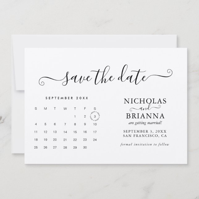 Kraft Modern Minimalist Budget Calendar Chic Save The Date (Front)