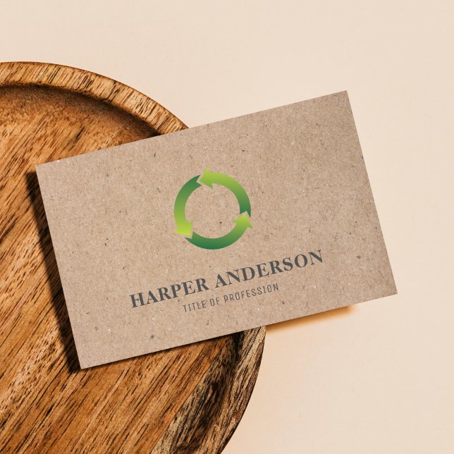 Kraft Modern Simple Green Eco Professional Business Card (Creator Uploaded)