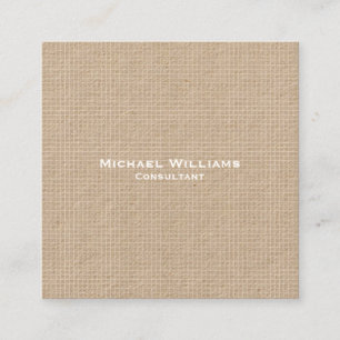Kraft Modern Trendy Checks Minimalist Professional Square Business Card