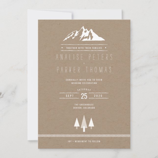 Kraft Mountain Forest Wedding Invitation (Front)