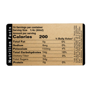 Kraft Nutrition Facts Shipping Label