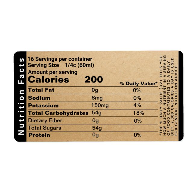 Kraft Nutrition Facts Shipping Label (Front)