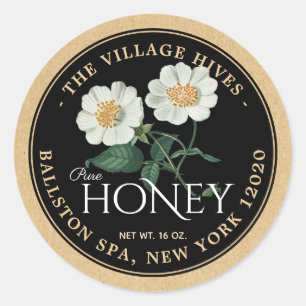 Kraft on Black Honey Label (Vintage Floral)