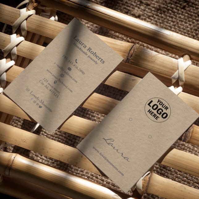 Kraft Paper Add Your Logo Earring Display Business Business Card (Creator Uploaded)