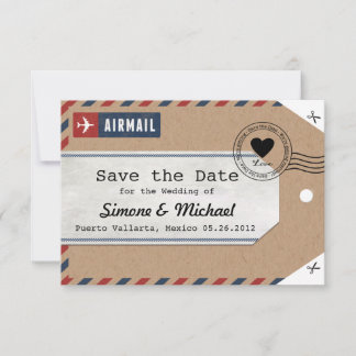 Kraft Paper Airmail Luggage Tag Save the Dates Save The Date