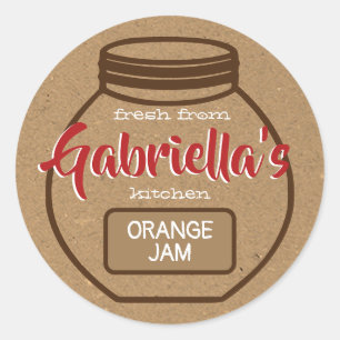 Kraft Paper Brown Red Jam Jar Lid Food Labels