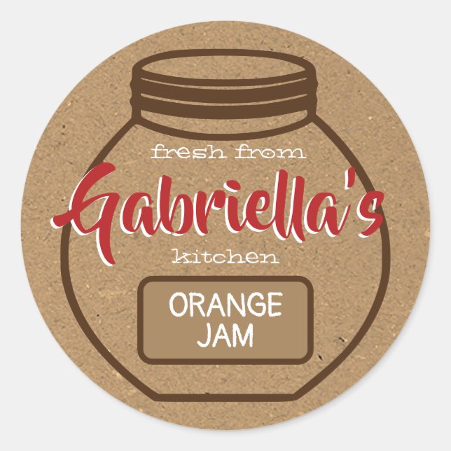 Kraft Paper Brown Red Jam Jar Lid Food Labels  (Front)