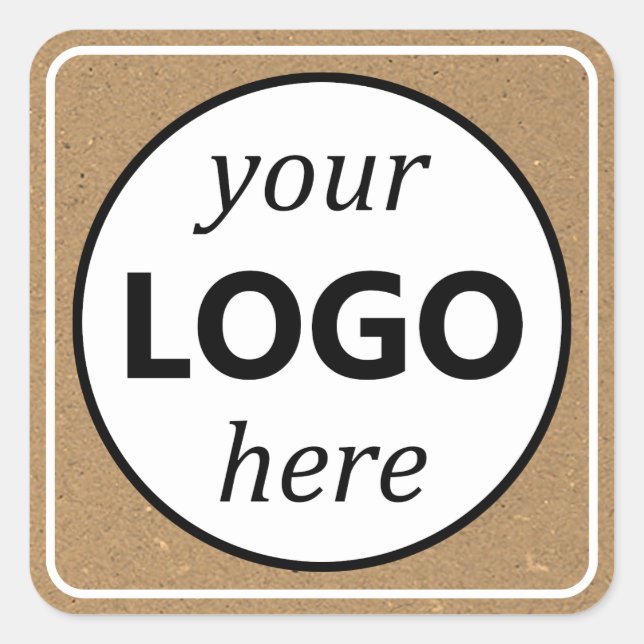 Kraft Paper Brown Your Logo Here Square Sticker (Front)