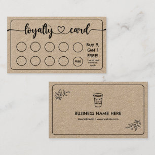 Kraft Paper Café Coffee Shop Add Your Logo Loyalty Card