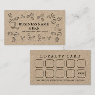 Kraft Paper Coffee Beans Café Coffee Shop  Loyalty Card