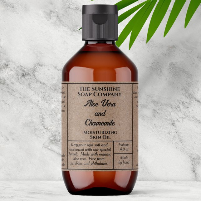 Kraft paper cosmetics bottle label 4 oz (Creator Uploaded)
