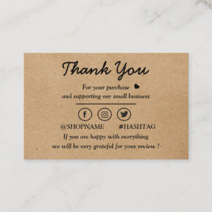 Kraft paper custom logo thank you  business card