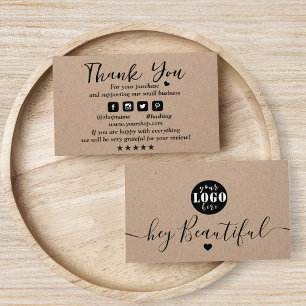 Kraft Paper Custom Logo Thank You  Business Card