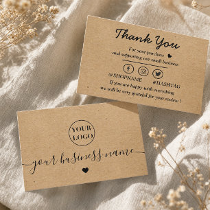 Kraft paper custom logo thank you business card
