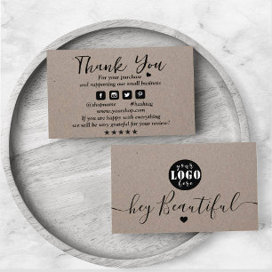 Kraft Paper Custom Logo Thank You Earthy  Business Card