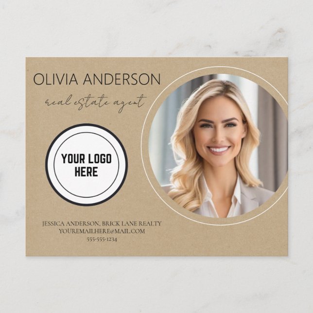 Kraft Paper Customisable Real Estate Marketing  Postcard (Front)