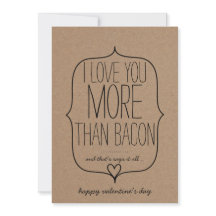 Kraft Paper Cute Heart Funny Bacon Valentines Day