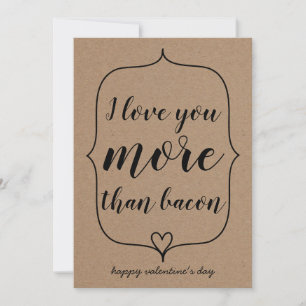 Kraft Paper Cute Heart Funny Bacon Valentines Day Holiday Card