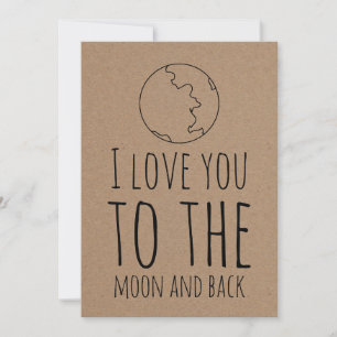 Kraft Paper Cute Moon Funny Valentines Day Holiday Card