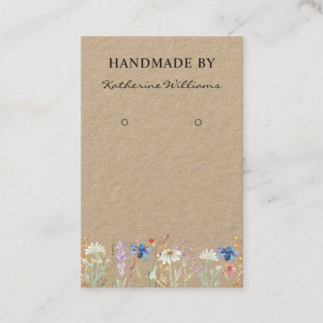 Kraft Paper Earring Display  | Wildflower Floral  Business Card (Front)