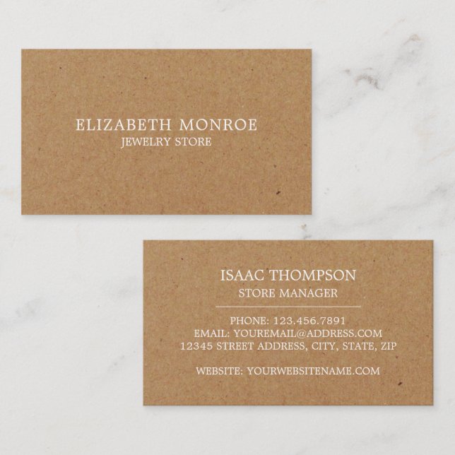 Kraft Paper Effect, Jeweler Business Card (Front/Back)