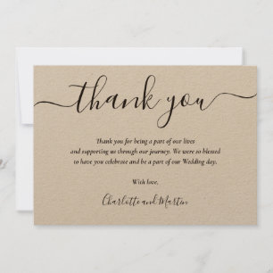 Kraft Paper Elegant Modern Script Thank You Card