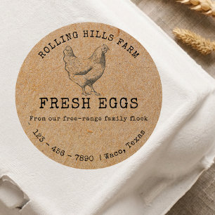 Kraft Paper Farm Fresh Chicken Egg Carton Sticker
