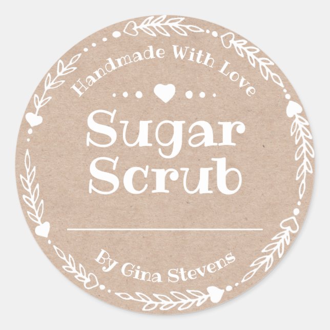 Kraft Paper Handmade Sugar Scrub Classic Round Sticker (Front)