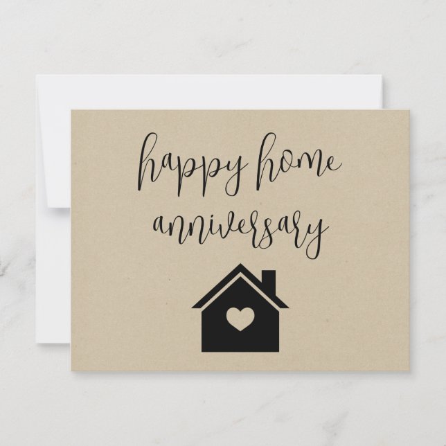 Kraft Paper Happy Home Anniversary Realty   Card (Front)
