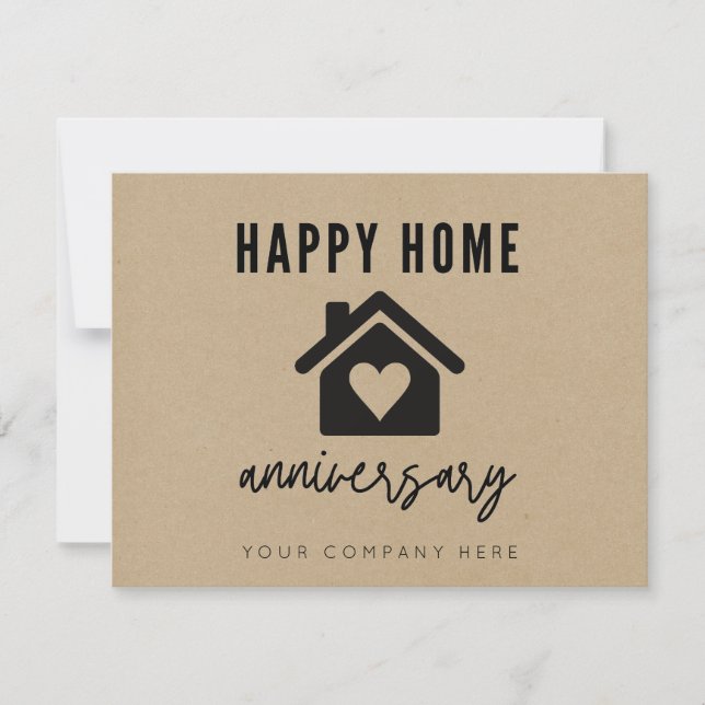 Kraft Paper Happy Home Anniversary Realty Card (Front)