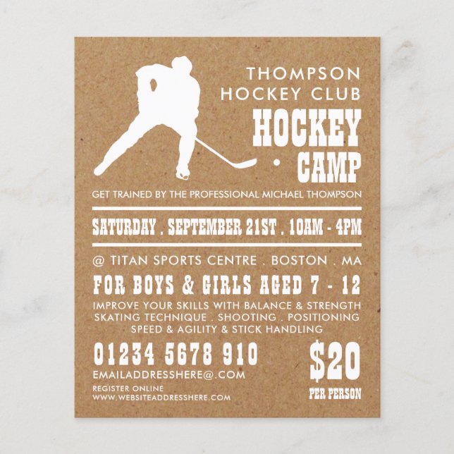 Kraft Paper, Hockey Camp Advertising Flyer (Front)