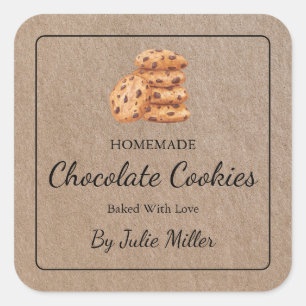 Kraft Paper Homemade Cookies Square Label