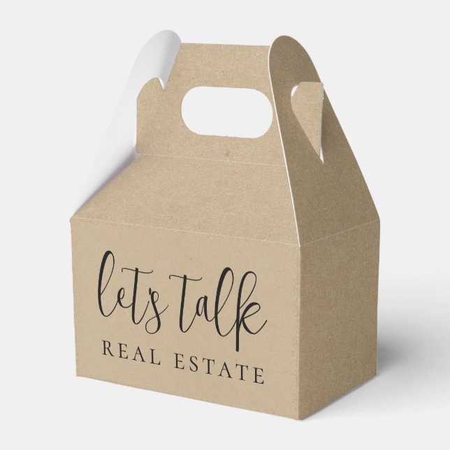 Kraft Paper Let's Talk Real Estate Realty Favour Box (Front Side)