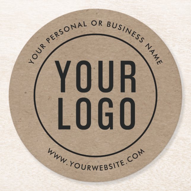Kraft Paper Look Custom Business Logo Promotional Round Paper Coaster (Front)