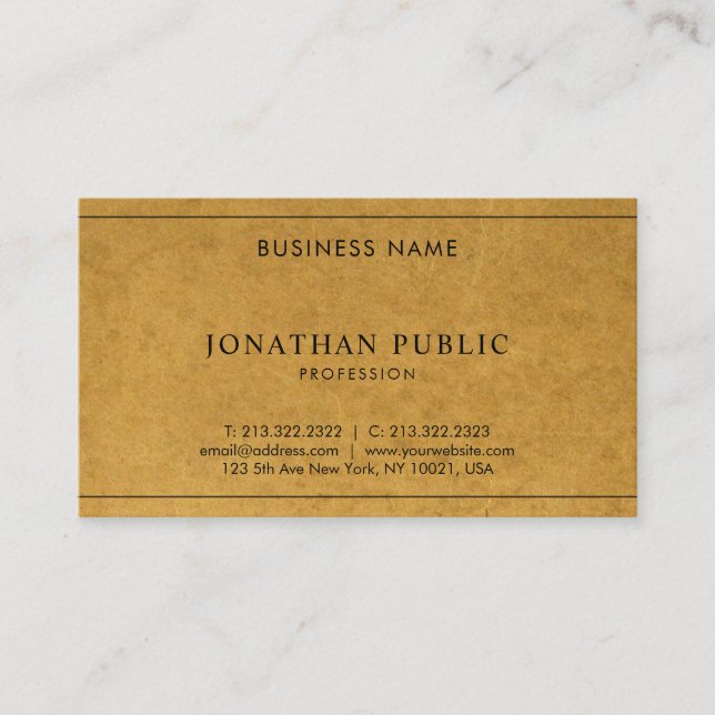 Kraft Paper Look Modern Elegant Unique Company Business Card (Front)