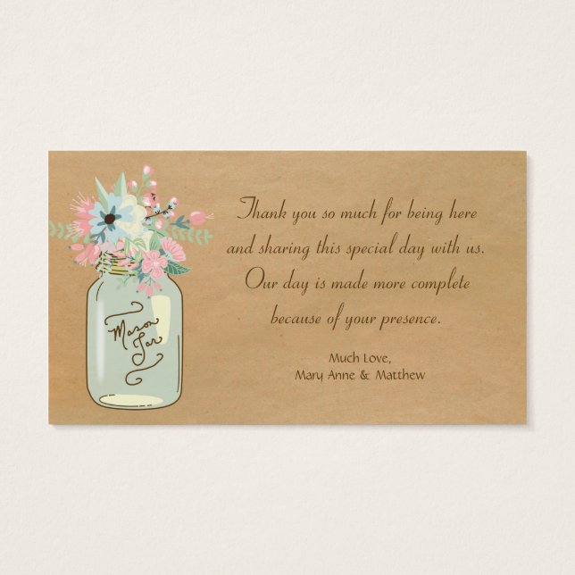 Kraft Paper Look Rustic Mason Jar Modern Floral (Back)