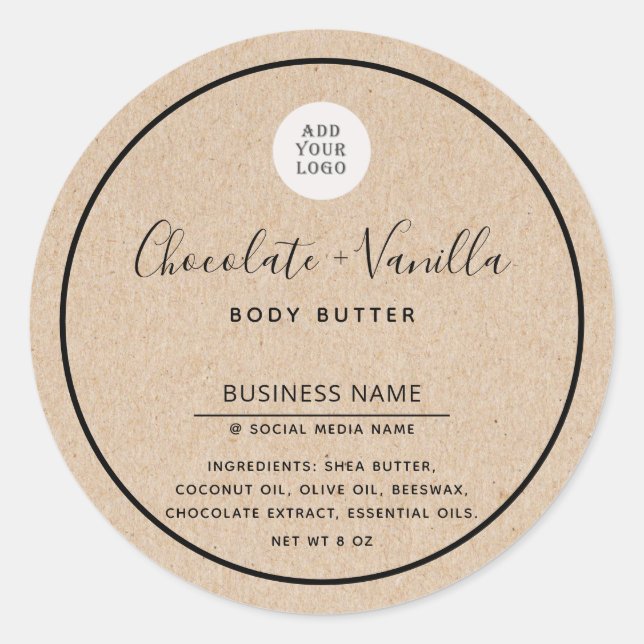 Kraft paper look Simple modern typography product  Classic Round Sticker (Front)