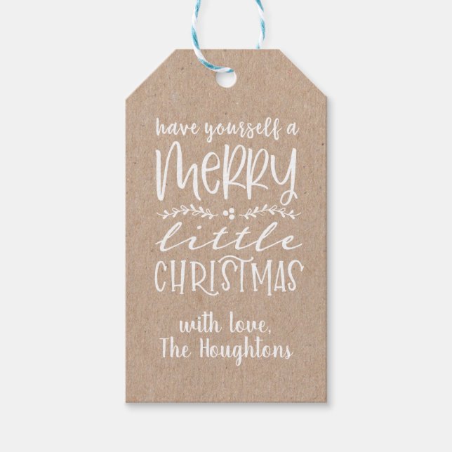 Kraft Paper Merry Christmas Gift Tags (Front)
