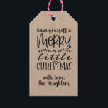 Kraft Paper Merry Christmas Gift Tags<br><div class="desc">An elegant and stylish merry little Christmas Kraft paper gift tag. Personalise it this holiday for your Christmas gifts.  Comes in white red or black text. Designed for you by Blackberry Boulevard.</div>