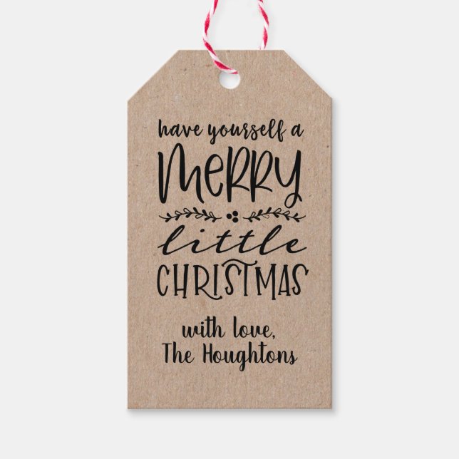 Kraft Paper Merry Christmas Gift Tags (Front)