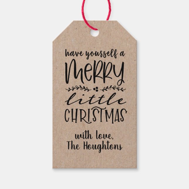 Kraft Paper Merry Christmas Gift Tags (Front)