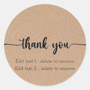 Kraft Paper Minimalist Thank You Sticker Label