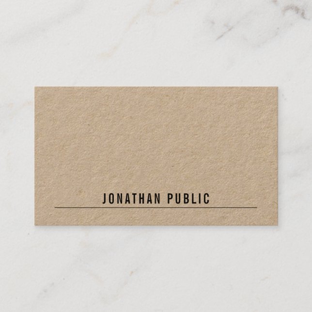 Kraft Paper Modern Elegant Simple Professional Top Business Card (Front)