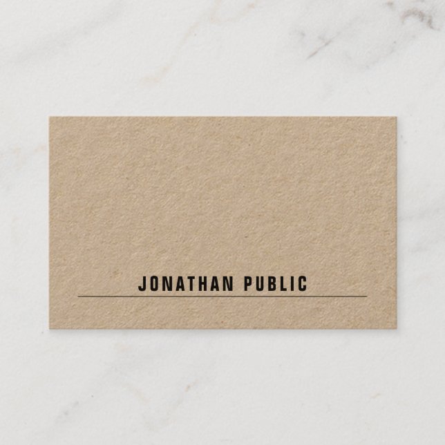 Kraft Paper Modern Elegant Simple Template Luxury Business Card (Front)
