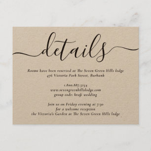 Kraft Paper Modern Script Wedding Enclosure Card