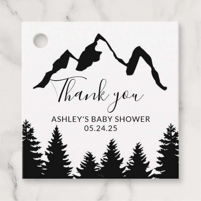 Kraft Paper Mountains Favour Tag (Front)