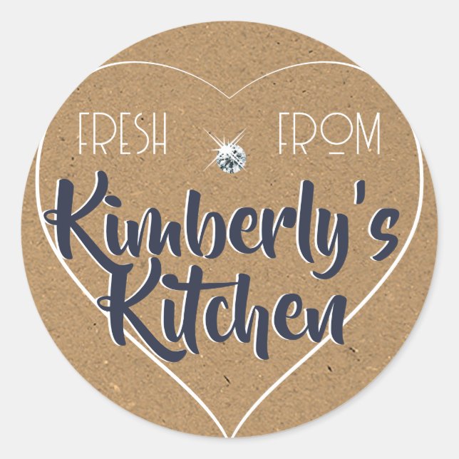 Kraft Paper Navy Blue Rhinestone Cupcake Label (Front)